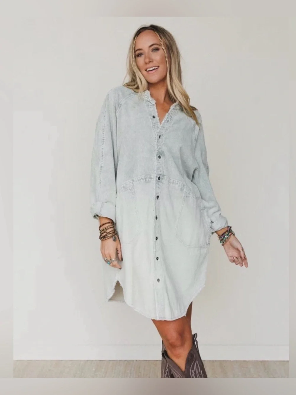 Three Bird Nest All You Do Tie Dye Corduroy Tunic Dress